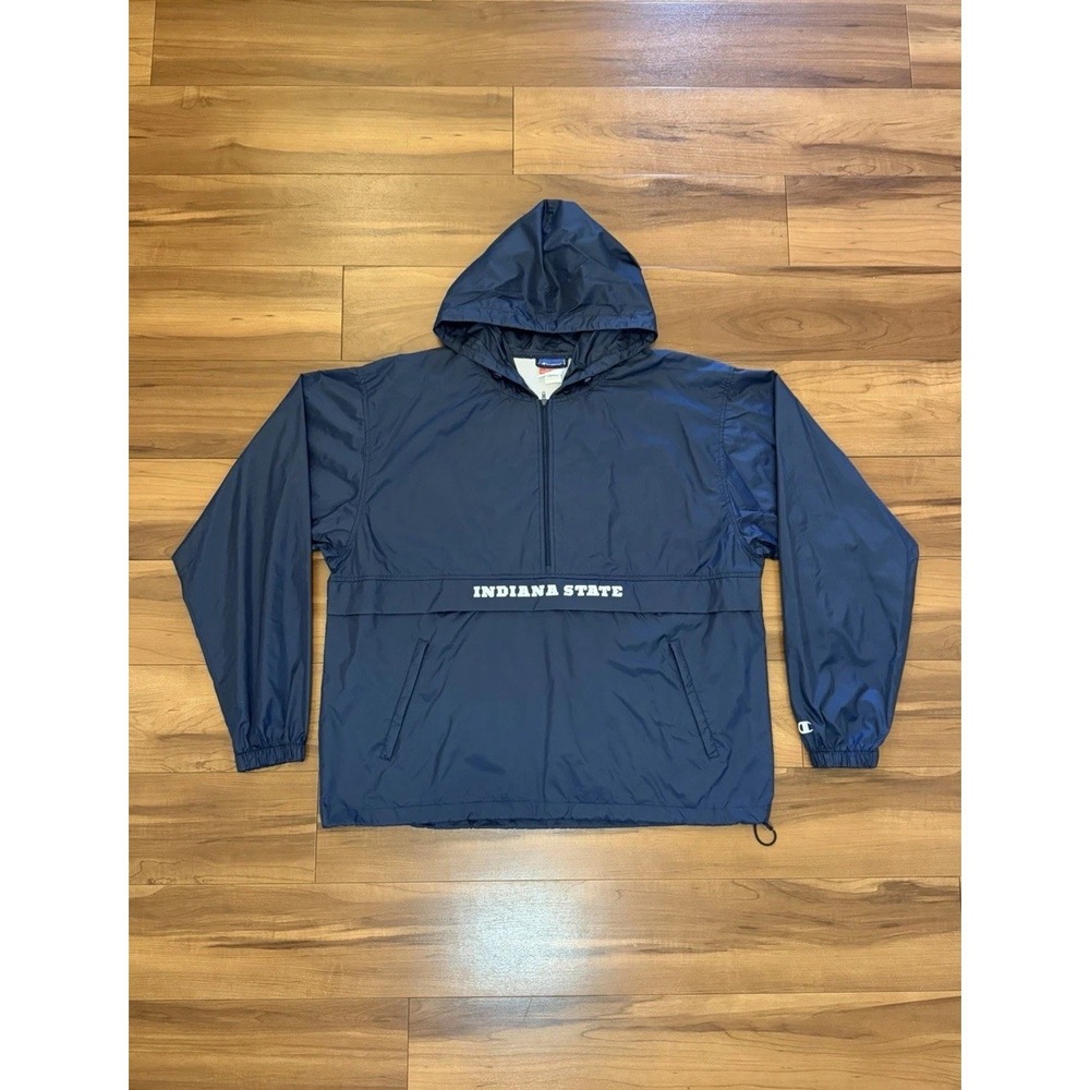 Vintage Champion Indiana State University 1/2 Zip Windbreaker Pullover Men's L